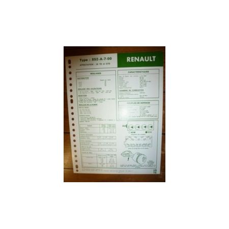 852-A-7-00 Fiche Technique Rvi