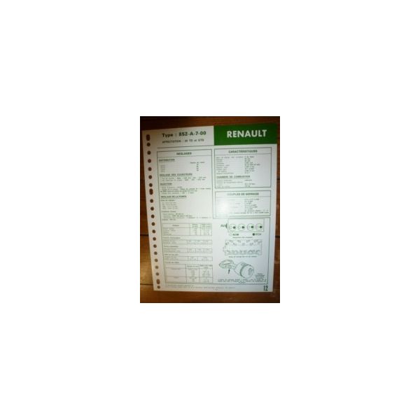 852-A-7-00 Fiche Technique Rvi