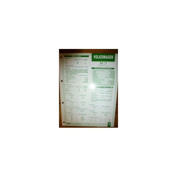 1X Fiche Technique Volkswagen
