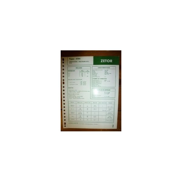 4701 Fiche Technique Zetor