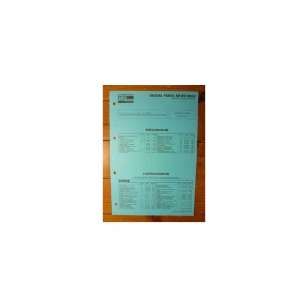 Fabia ap 09/04 Fiche Technique Skoda