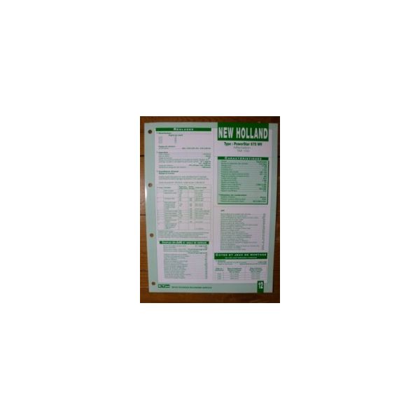 PowerStar 675WV Fiche Technique New holland