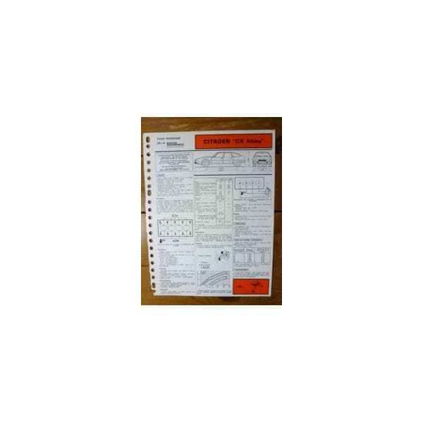 CX Athena Fiche Technique Citroen