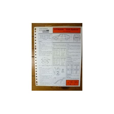 GSA Spécial 1982 Fiche Technique Citroen