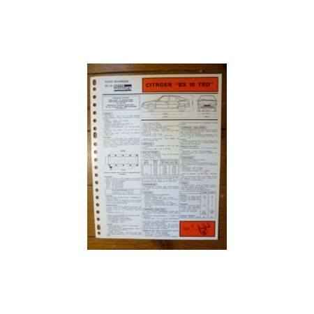BX 19 TRD Fiche Technique Citroen