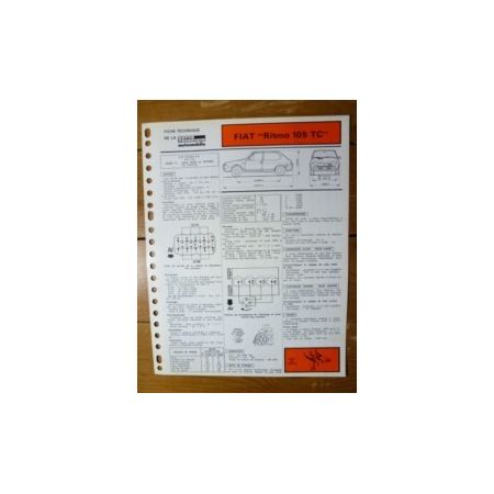 Ritmo 105 TC Fiche Technique Fiat
