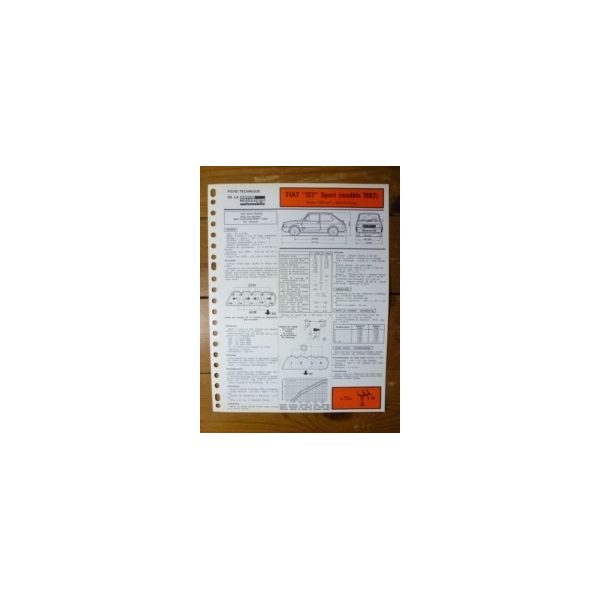 127 SPORT 82 Fiche Technique Fiat