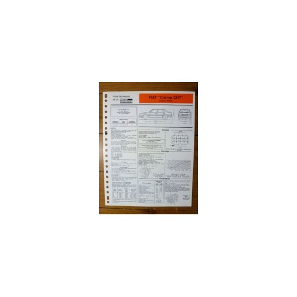 Croma CHT jusq. 05/89 Fiche Technique Fiat