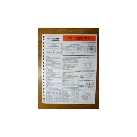Regata 100 S 1986 Fiche Technique Fiat