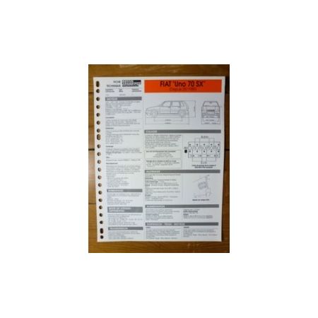 Uno 70SX dep 09/89 Fiche Technique Fiat