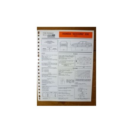 Accord EXI 2.0l Fiche Technique Honda