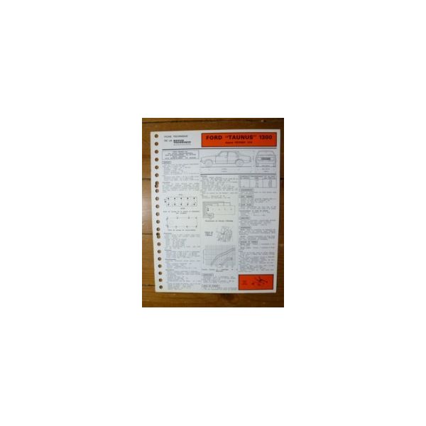 Taunus 1300 dep 02/76 Fiche Technique Ford