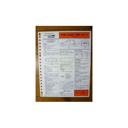 Taunus 1600 HC2V Fiche Technique Ford