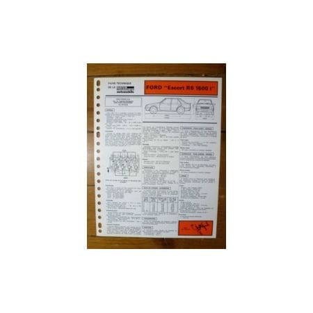 Escort RS1600i Fiche Technique Ford
