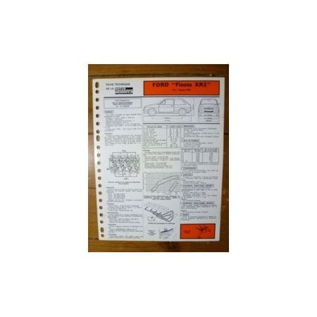 Fiesta XR2 1.6 dep 84 Fiche Technique Ford