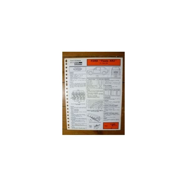 Fiesta XR2 1.6 dep 84 Fiche Technique Ford