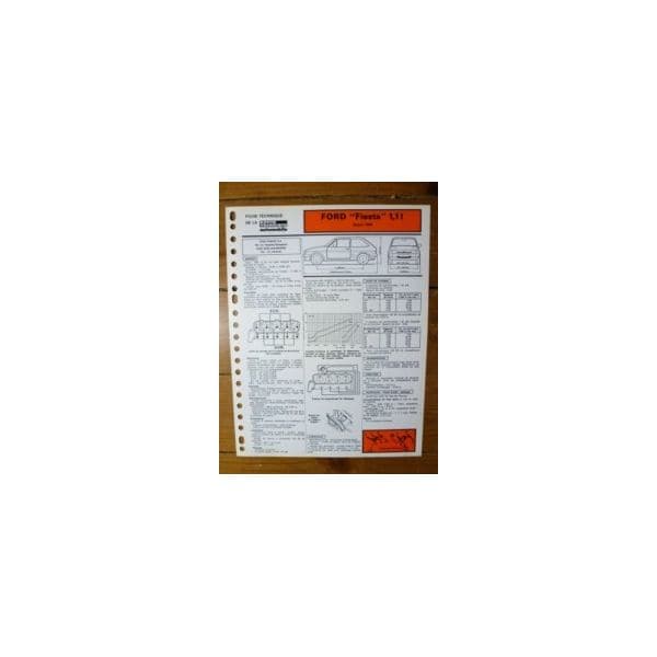 Fiesta 1.1 dep 84 Fiche Technique Ford