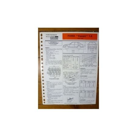 Escort 1.4l dep 86 Fiche Technique Ford