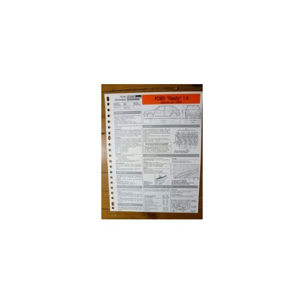 Fiesta 1.4 dep 06/89 Fiche Technique Ford