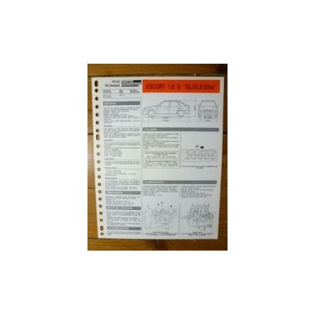 Escort 1.8D GL-CLX-Ghia Fiche Technique Ford