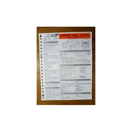 Pajero dep 03/89 Fiche Technique Mitsubishi