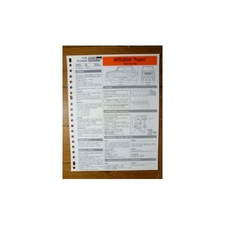 Pajero 83-86 Fiche Technique Mitsubishi