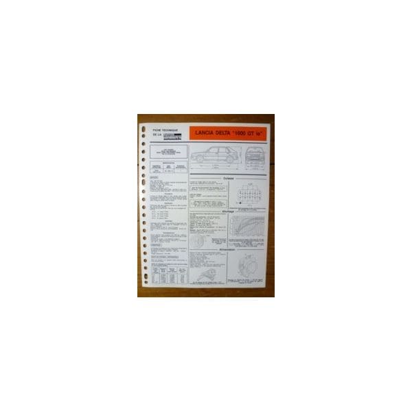 Delta 1600 GT ie Fiche Technique Lancia
