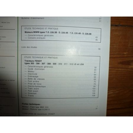 Farmer 305 a 312 Revue Technique Agricole Fendt