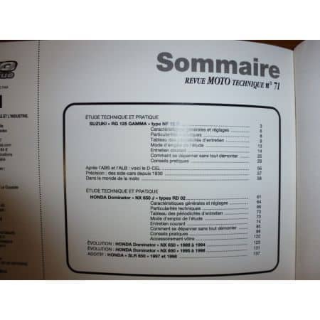 RG125 NX650 SLR650 Revue Technique moto Honda Suzuki