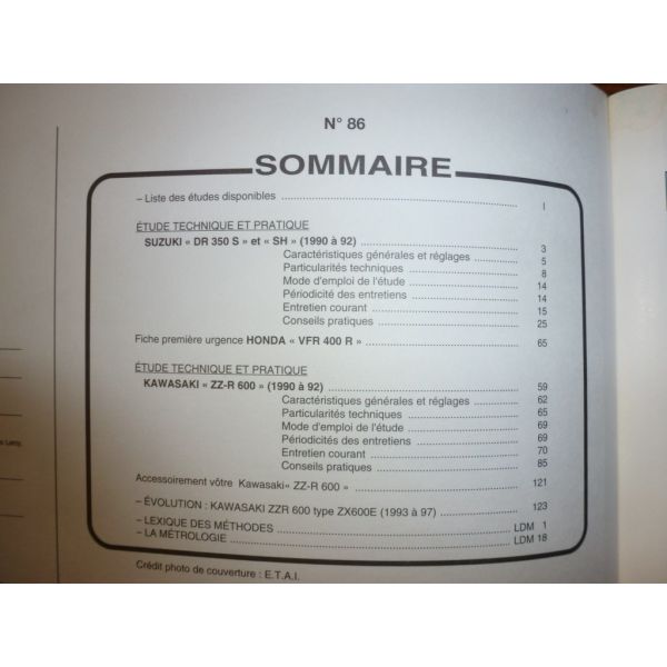 DR350 ZZR600 Revue Technique moto Kawasaki Suzuki