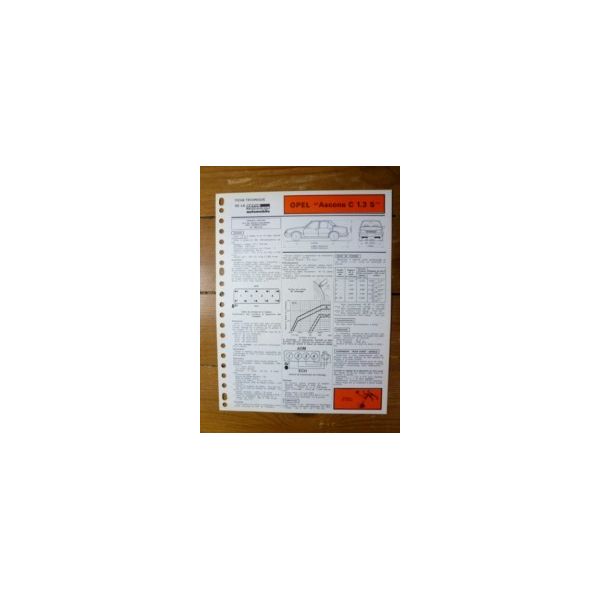 Ascona C 1.3S Fiche Technique Opel