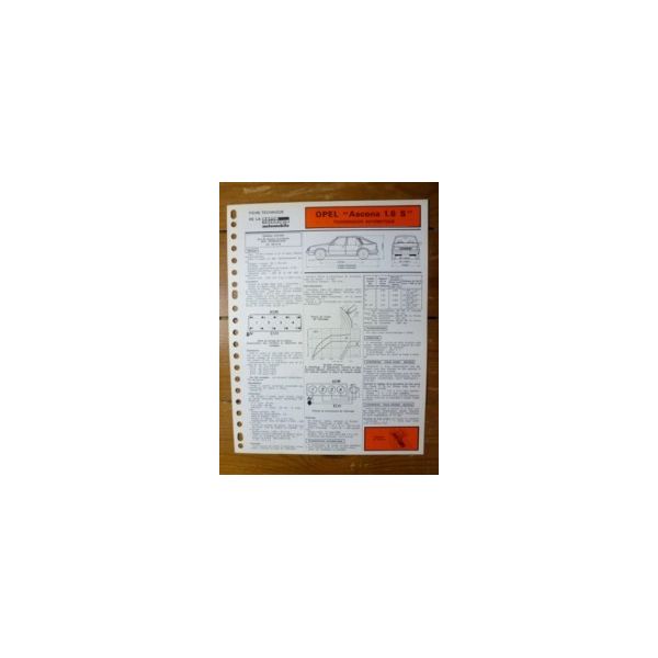 Ascona C 1.6S Fiche Technique Opel
