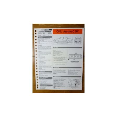 Ascona C 2.0i Fiche Technique Opel