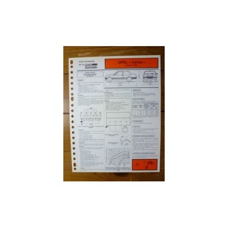 Corsa 1.0l Fiche Technique Opel
