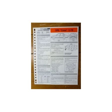 Corsa 1.5TD Fiche Technique Opel