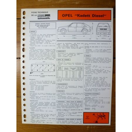Kadett Diesel Fiche Technique Opel