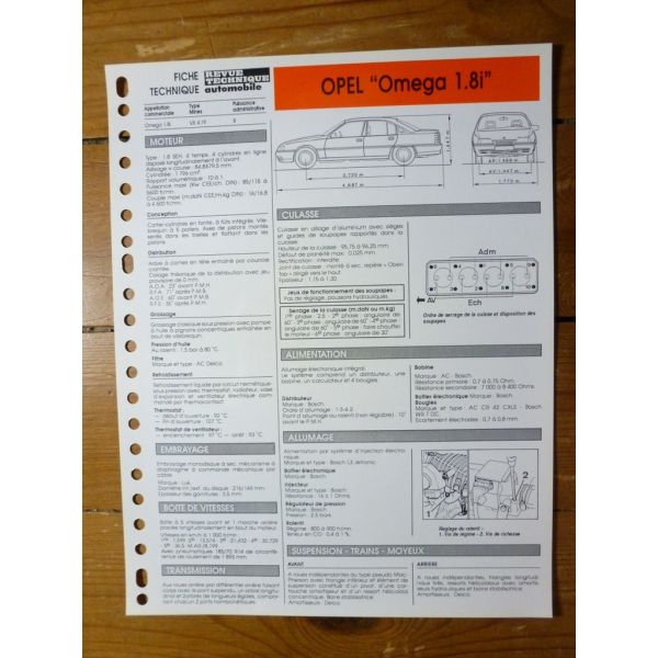 Omega 1.8i Fiche Technique Opel
