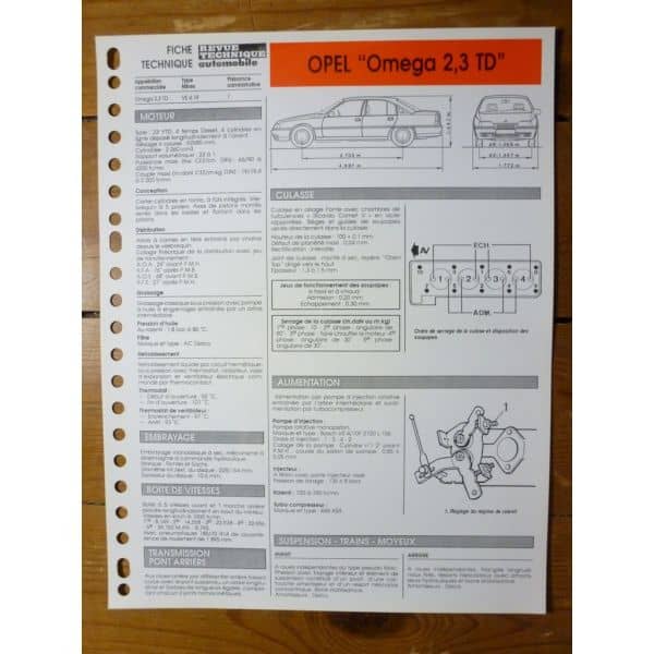 Omega 2.3TD Fiche Technique Opel