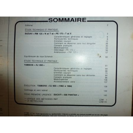 RM125 PE175 XJ650 Revue Technique moto Suzuki Yamaha