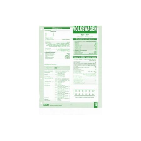 ACV Fiche Technique Volkswagen