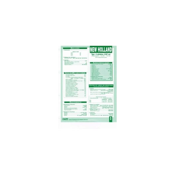 4Cyl 4987cc Fiche Technique New holland