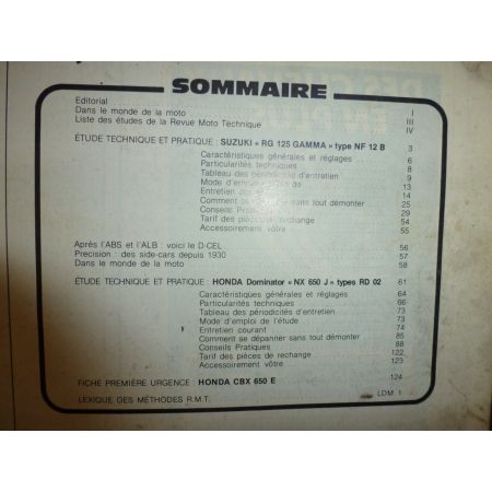 RG125 NX650 Revue Technique moto Honda Suzuki