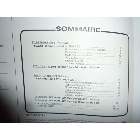 DR350 ZZR600 Revue Technique moto Kawasaki Suzuki
