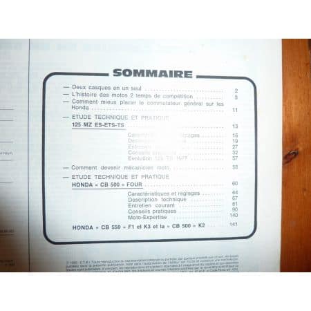 CB500 FOUR 125 ES ETS TS Revue Technique moto Honda Mz