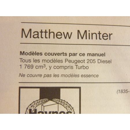 205 Die Revue Technique Haynes Peugeot