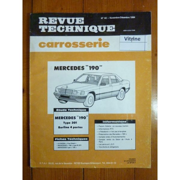 190 W201 Revue Technique Carrosserie Mercedes