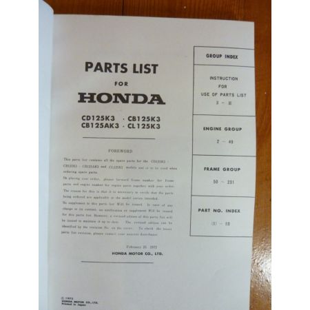 CD-CB-CL 125 K3 NUM 4 Catalogue Pieces