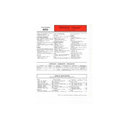 Tercel AL20 M  Fiche technique Toyota