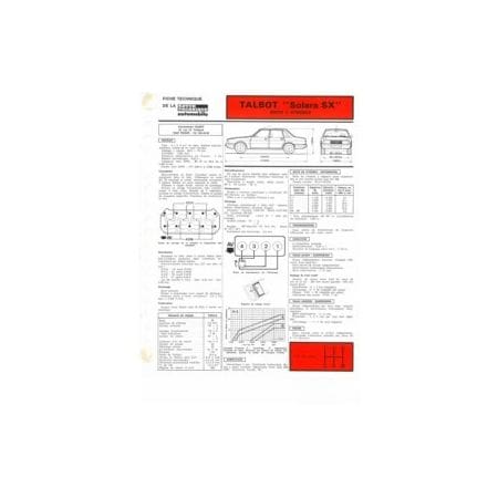 Solara SX Fiche Technique Simca Talbot