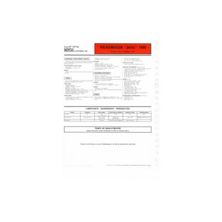 Jetta 1.6 dep 84  Fiche Technique Volkswagen
